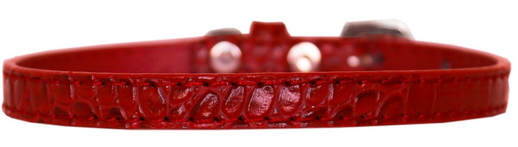 Omaha Plain Croc Dog Collar Red Size 14